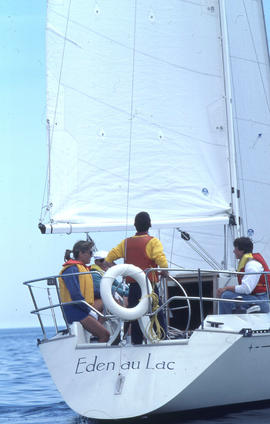 Photograph of Sailing students on a boat