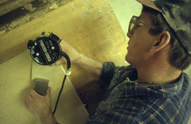Photograph of a student in the Cabinet Making / Woodworking program