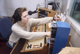 Photograph of Radio broadcasting student in the Humber Radio studio