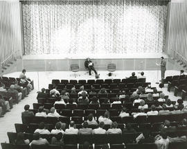 Photograph of a Faculty Forum in Lakeshore's Auditorium