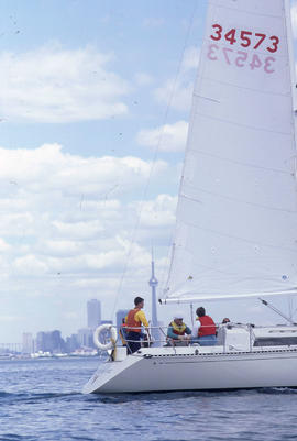 Photograph of students on a sailing boat