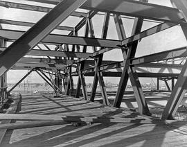 Photograph of the steel frame work during the "E" building construction