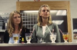 A photograph of students in the Bartending lab