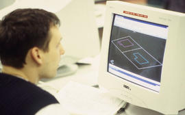 Photograph of a student working on an assignment on the computer