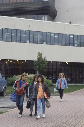 Photograph of people on a walkway at North