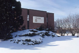A photograph of J Building in the winter