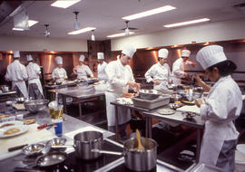 Photograph of culinary students at at work
