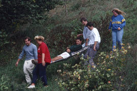 Photograph of an ambulance and emergency training session