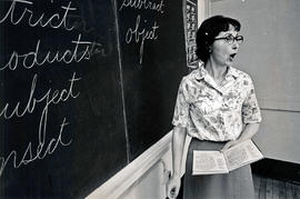 Photograph of a Retraining and Apprenticeship Faculty Member Providing a  Vocabulary Lesson in Class