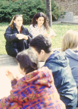 Photograph of students in the arboretum