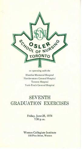 Programme for the Seventh Annual Graduation Exercises of the Osler School of Nursing