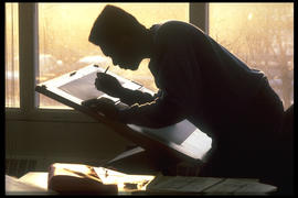 Photograph of a Drafting Student Working on a Project