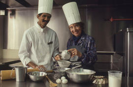 Photograph of a baking exercise in the Humbler Room kitchen
