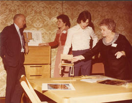 Photograph of Gordon Wragg and Florence Gell Talking to Studnets at the ACAATO Furniture Design C...