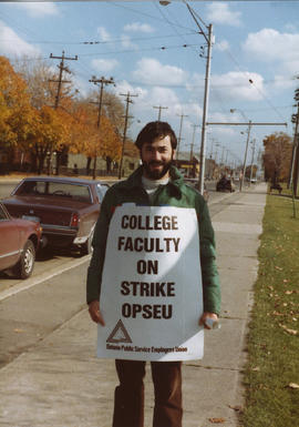 Photograph of a Faculty Member on the Picket Line