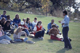 Photograph of a Professor Teaching Outside