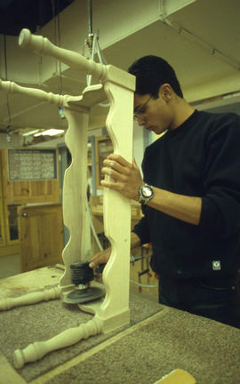 Photograph of a Cabinet Making / Woodworking student at work