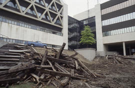 Photograph of pre-construction preparation for KX building