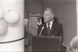 Photograph of Etobicoke Mayor Bruce Sinclair speaking at the opening ceremony for the Humber Comm...