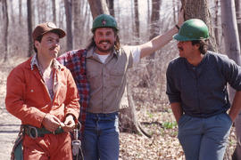 Photograph of three landscaping students
