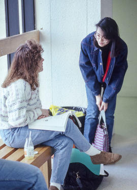 Photograph of two students in conversation with each other