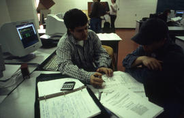 Photograph of students working on Architectural drafting