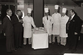 Photograph of Igor Sukor, chefs and guests in the Humber room