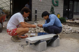 Photograph of a Landscaping Student Working Outside the Greenhouse