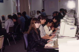 A photograph of students working at computers