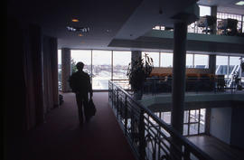 Photograph of the second floor mezzanine of NX building