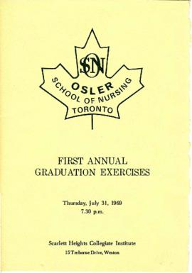 Programme for the First Annual Graduation Exercises of the Osler School of Nursing