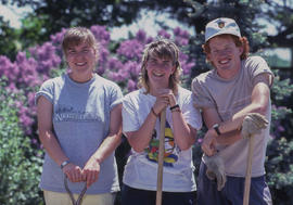 Photograph of three grounds keeping staff