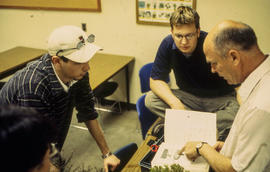 Photograph of Landscape students and their professor in a lab