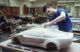 Photograph of students completing assignments in the Industrial Design program