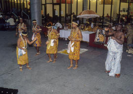 Photograph of Ghanaian visitors performing at Humber