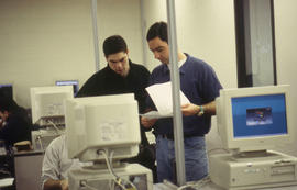 Photograph of students using the computers