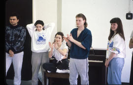 Photograph of Theatre students doing physical exercises