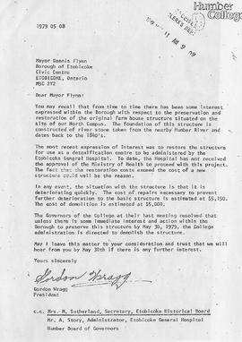 Photograph of a Letter that Gordon Wragg Wrote to the Mayor of Etobicoke Regarding the Demolition...