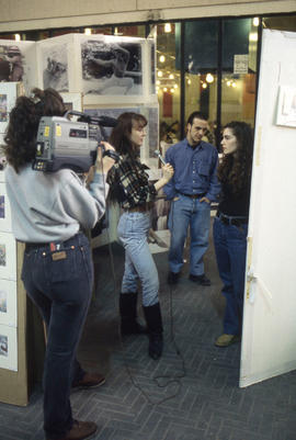 Photograph of Film students doing an interview with students from Creative Photography