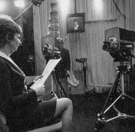 Photograph of Kelly Jenkins Filming Beverley Jemmett in the IMC Television Studio