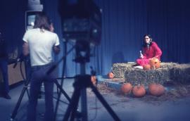 Recording Halloween themed segment in TV studio : [photograph]