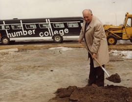 Photograph of Gordon Wragg Doing an Official Ground Breaking for the Construction of the Humber B...