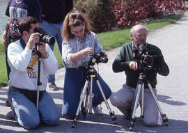 Photograph of faculty member Bert Hoferichter and students outdoors