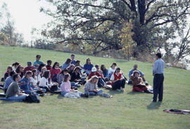 Photograph of a Professor Teaching Outside