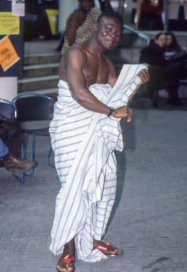 Photograph of a Ghanaian  visitor performing at Humber
