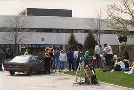 Photograph of Humber North Campus registration entrance used as a filming set