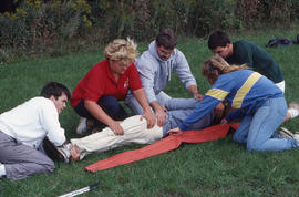 Photograph of an ambulance and emergency training session