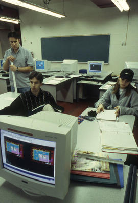 Photograph of students working on assignments