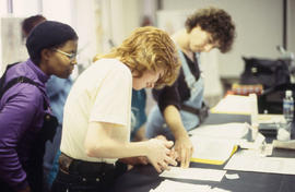 A photograph of Nursing students in the Anatomy lab
