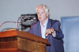 Photograph of D. M. Thomas at the Creative Writing workshop